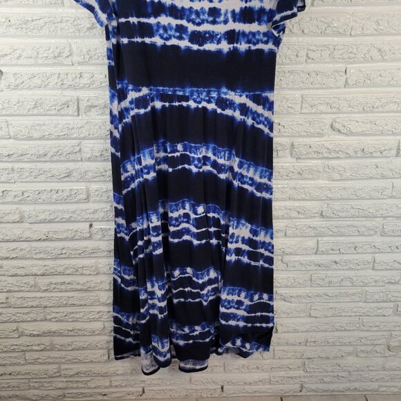 Lularoe Womens Dress 2XL Plus Short Sleeve Blue Tie Dye Poly Blend TIE23E - Picture 5 of 12
